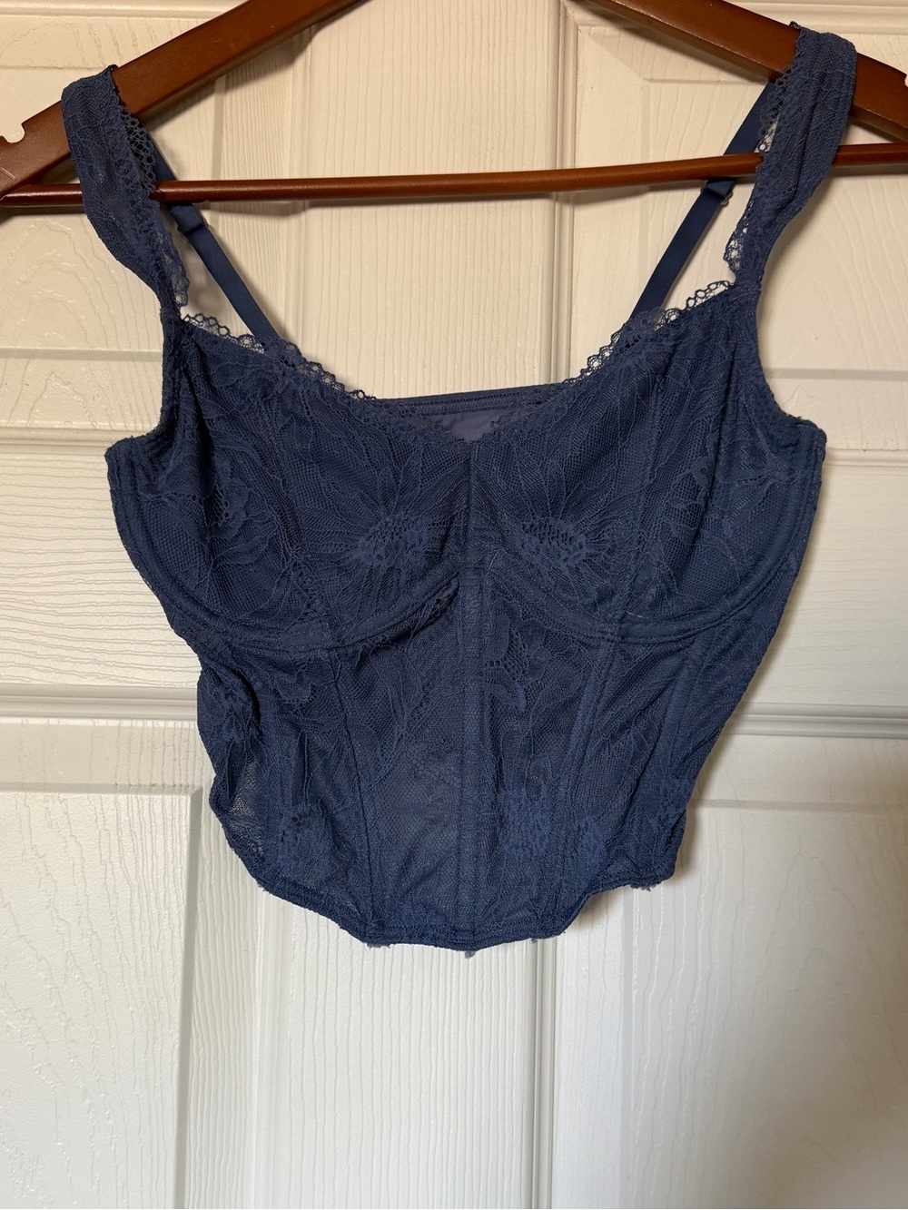 Gilly Hicks Navy Lace Corset Crop Top